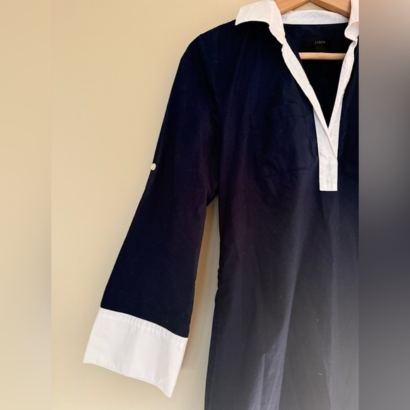 J.Crew Navy Camp Tunic Dress Size 4 | V-Neck Cotton Old Money Preppy Resortwear - Picture 7 of 13